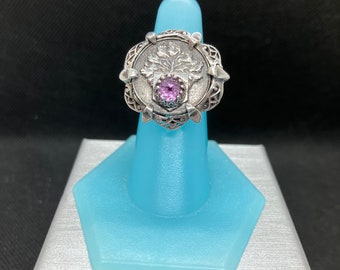 Sterling Silver Floral Amethyst Ring | One Of a Kind Ring |