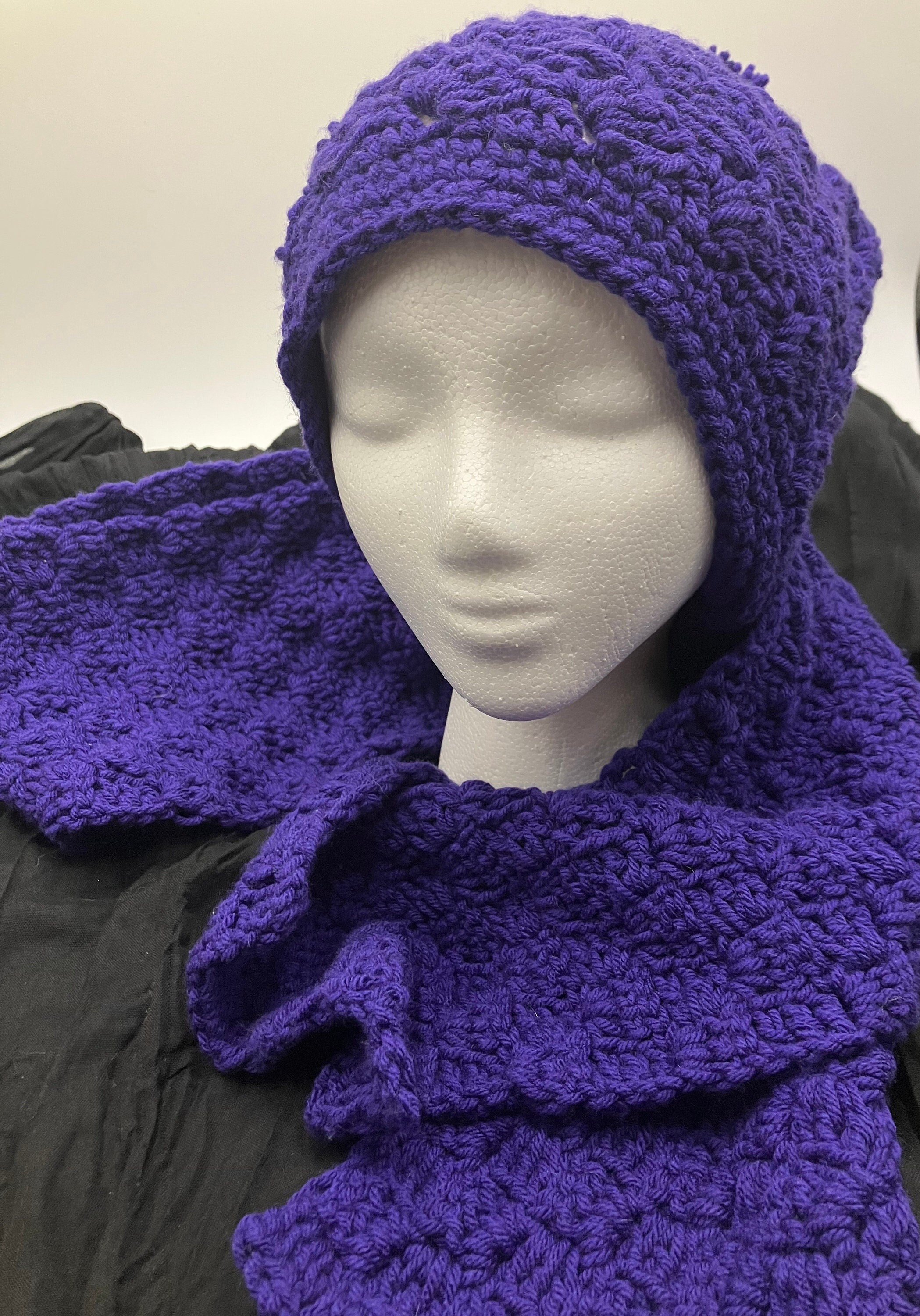 Lavender Purple Crochet Hat Scarf Set | Cozy Boho Woodland Winter Accessories Purple Hat Scarf Set, Mohair Hat, Fluffy Hat, Luxury Hat  main image 3