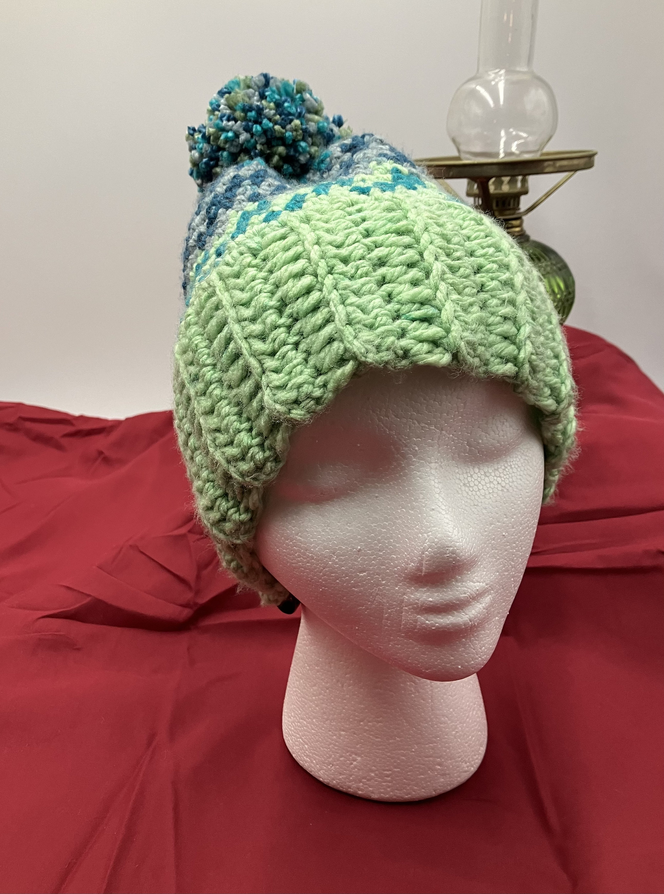 Vintage Multicolor Chunky Crochet Beanie Pompom Winter Hat Gloves Set Crochet Beanie and Gloves Set - Etsy main image 2