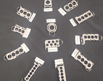 Cylinder Head Gasket Keychain – Unique 3D Printed Car Keychain for