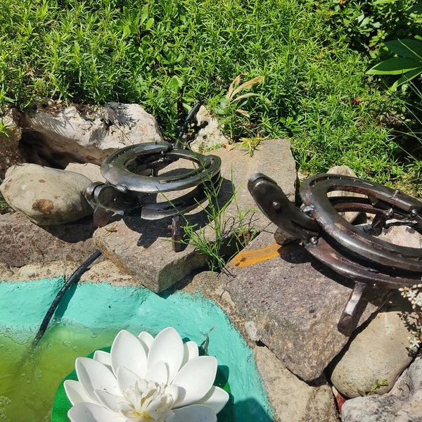 Schildkröte aus Hufeisen für Garten Terrasse oder Teich, die Perfekte Deko für Ihren Garten
