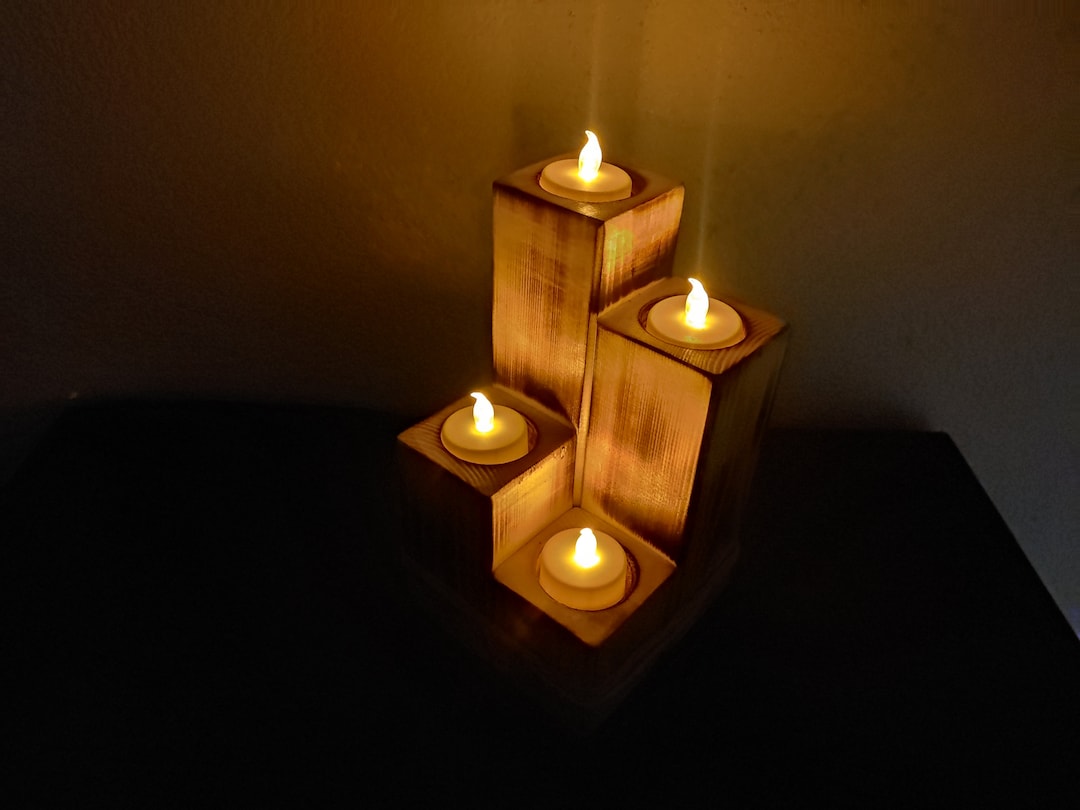 Modern Handmade Wooden LED Tea Light Holder for a Cozy Living Etsy
