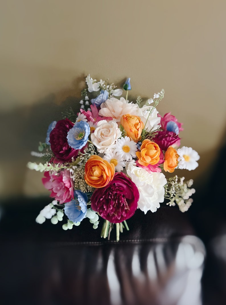 New Fall Bouquets with wild flowers, colorful bridal bouquets, wedding bouquet for brides, faux bouquets, summer wedding, silk bouquets image 5