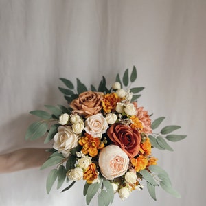 Rust Orange wedding bouquet, terracotta bridesmaids bouquets, rust orange bouquets, fake terracotta bouquet, Wedding bouquet, Bridal Bouquet image 6