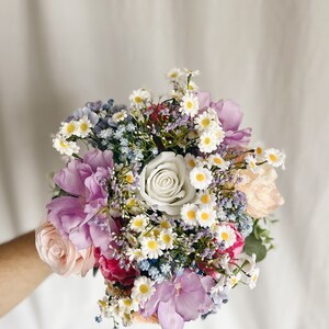 New Summer Bouquets with wild flowers, colorful bridal bouquets, silk bridal bouquet, purple and blue and pink bouquet, bright bouquets