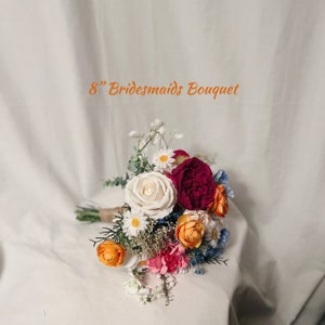 New Fall Bouquets with wild flowers, colorful bridal bouquets, wedding bouquet for brides, faux bouquets, summer wedding, silk bouquets 8” Maids Bouquet