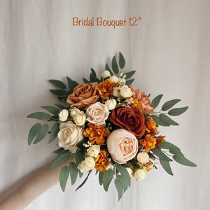 Rust Orange wedding bouquet, terracotta bridesmaids bouquets, rust orange bouquets, fake terracotta bouquet, Wedding bouquet, Bridal Bouquet image 3