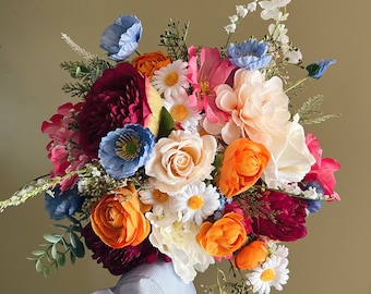 New Fall Bouquets with wild flowers, colorful bridal bouquets, wedding bouquet for brides, faux bouquets, summer wedding, silk bouquets