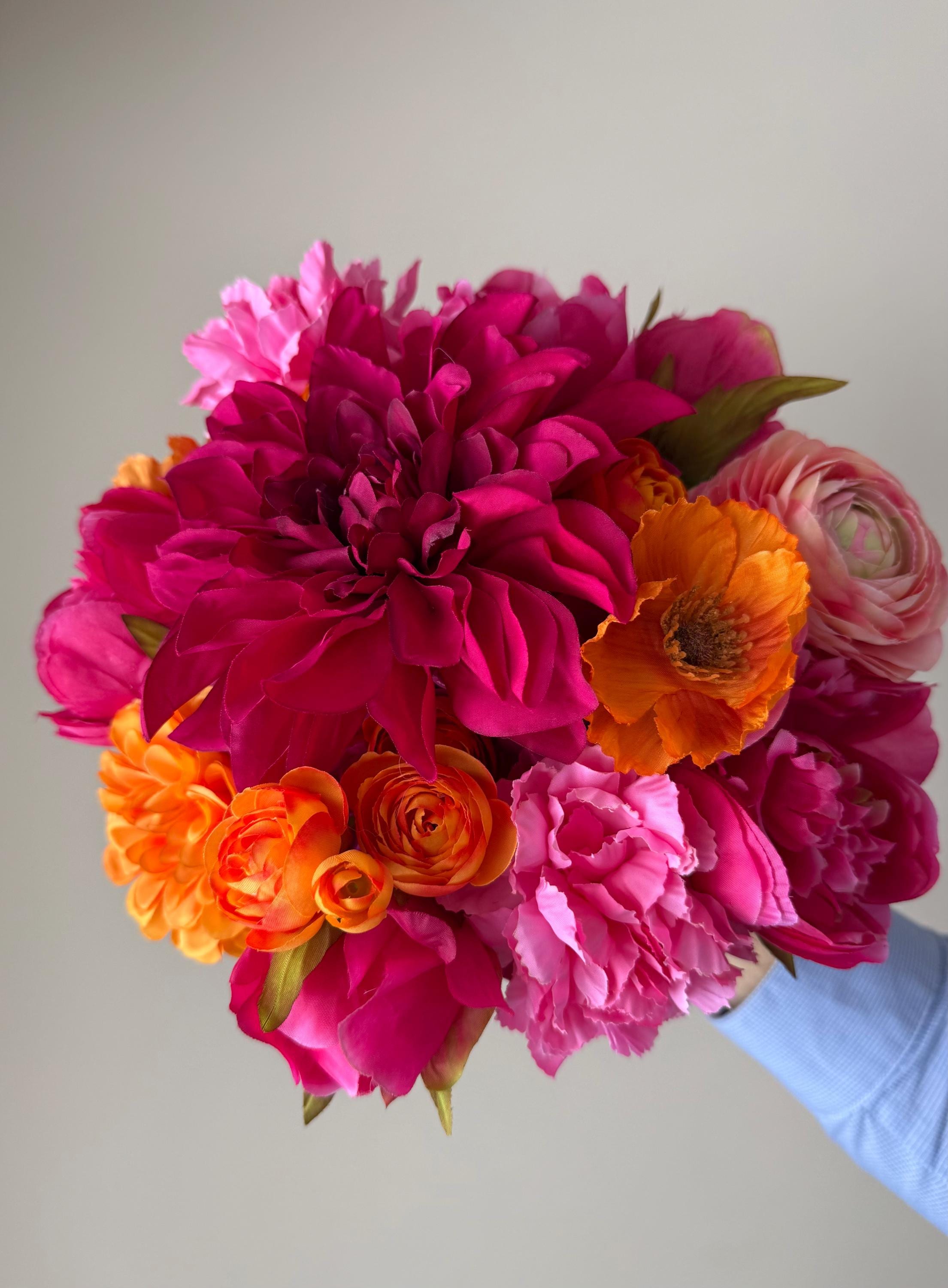 Hot Pink Orange Wedding Bouquet