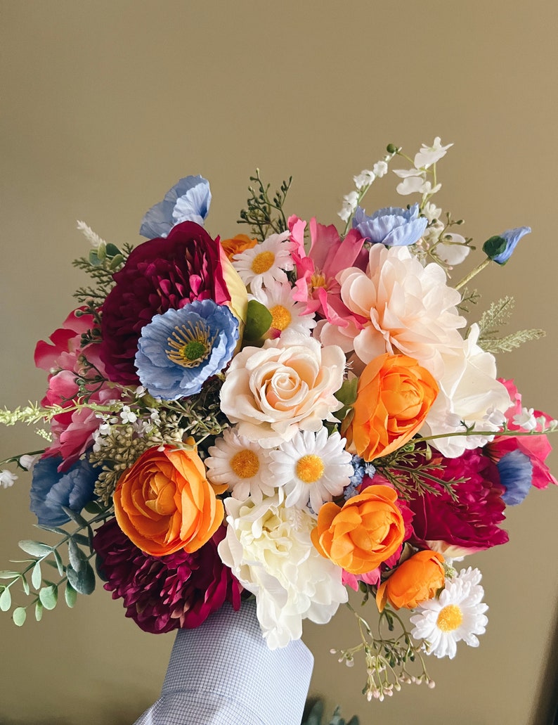 New Fall Bouquets with wild flowers, colorful bridal bouquets, wedding bouquet for brides, faux bouquets, summer wedding, silk bouquets image 7