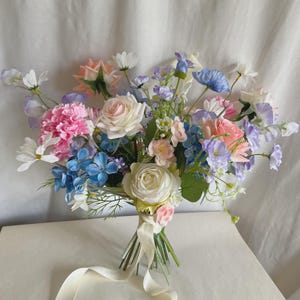 Colorful Bouquets, Silk bouquets with wild flowers, colorful bridal bouquets, silk bridal bouquet, purple and blue and pink bouquet