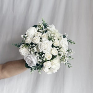 Faux Bridal Bouquet With White Flowers, White Bouquets, White Bridal ...
