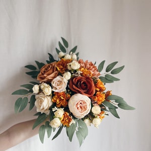 Rust Orange wedding bouquet, terracotta bridesmaids bouquets, rust orange bouquets, fake terracotta bouquet, Wedding bouquet, Bridal Bouquet 12” Bridal Bouquet