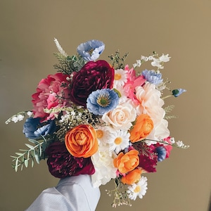 New Fall Bouquets with wild flowers, colorful bridal bouquets, wedding bouquet for brides, faux bouquets, summer wedding, silk bouquets image 2