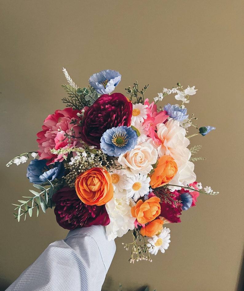 New Fall Bouquets with wild flowers, colorful bridal bouquets, wedding bouquet for brides, faux bouquets, summer wedding, silk bouquets image 2