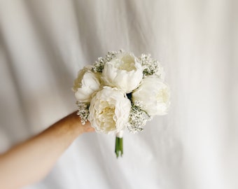 Faux bridal bouquet with ivory flowers, silk peonies bouquets, bridal bouquet, fake bouquet, wedding bouquets, white bouquets