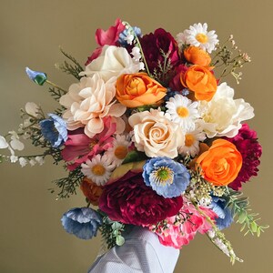 New Fall Bouquets with wild flowers, colorful bridal bouquets, wedding bouquet for brides, faux bouquets, summer wedding, silk bouquets image 6