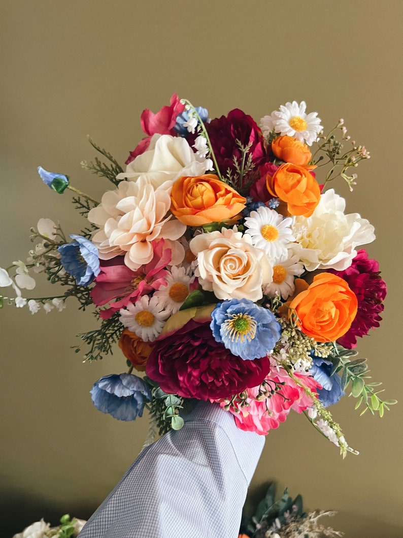 New Fall Bouquets with wild flowers, colorful bridal bouquets, wedding bouquet for brides, faux bouquets, summer wedding, silk bouquets image 6