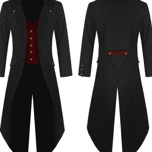 New Men's Handmade Black Steampunk Tailcoat Jacket Gothic - Etsy