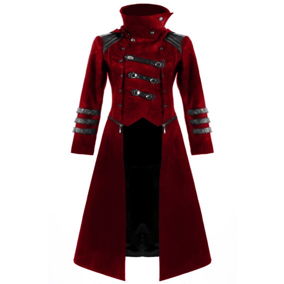 Women's Red Velvet Scorpion Steampunk Long Coat Military - Etsy