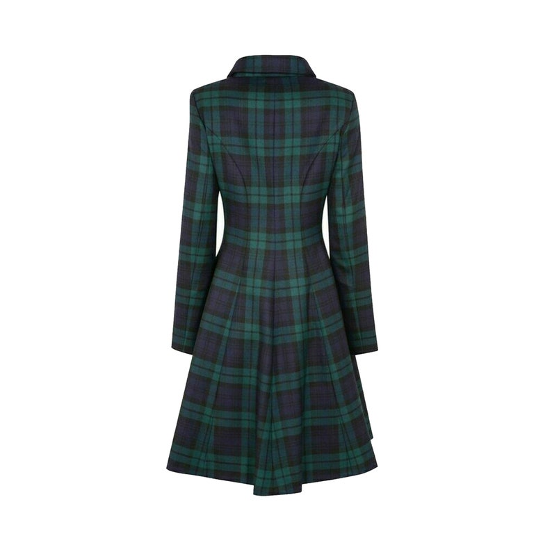 Women's Black Watch Tartan Double Breasted Kate Coat Etsy Canada
