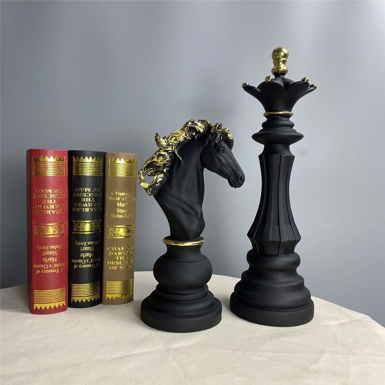 Chess Figurine Decor Statue Decoration Classic Desktop Etsy