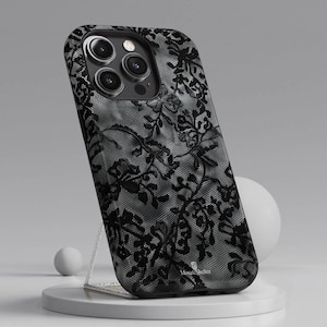 Custodia per telefono di lusso in pizzo scuro per iPhone Samsung Pixel, Huawei, Xiaomi, Oneplus