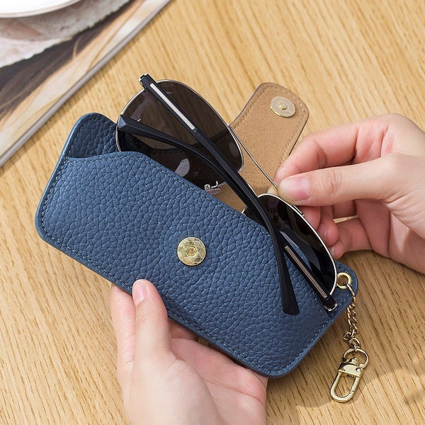 Étuis à lunettes en cuir véritable Pochette souple pour lunettes de soleil Étui mince anti-rayures Étui à lunettes Sac à lunettes pour femme homme Cadeau pour lui elle