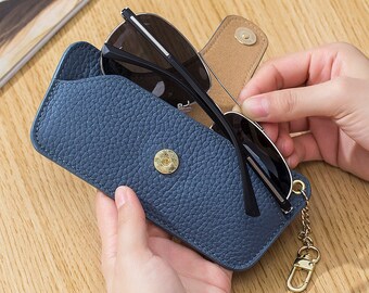 Étuis à lunettes en cuir véritable Pochette souple pour lunettes de soleil Étui mince anti-rayures Étui à lunettes Sac à lunettes pour femme homme Cadeau pour lui elle