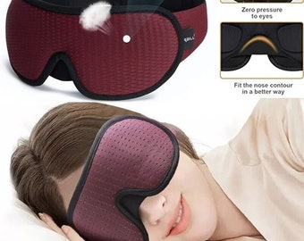 Masque pour les yeux Couverture douce rembourrée 3D Éponge de sommeil Masques respirants bloquant la lumière Aide au voyage Reste Relax Anniversaire Cadeau de Noël pour elle Lui