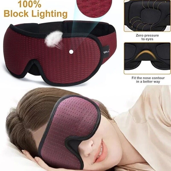 Masque pour les yeux Couverture douce rembourrée 3D Éponge de sommeil Masques respirants bloquant la lumière Aide au voyage Reste Relax Anniversaire Cadeau de Noël pour elle Lui