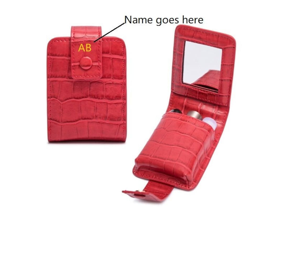 Personalized Lipstick Case, PU Leather Lipstick Organizer Mini Cosmetic