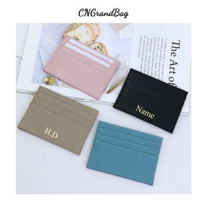 Support de carte en cuir personnalisé, support de carte de crédit mince Portefeuille de débit Pochette d’argent Clip Cadeau de Noël d’anniversaire pour lui ou elle