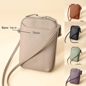 Frauen Leder Crossbody Handy Taschen Kleine Umhängetaschen Lady Handtasche Handy Tasche Beutel Verstellbarer Riemen Reißverschluss Kartenfach Geldbörse Brieftasche