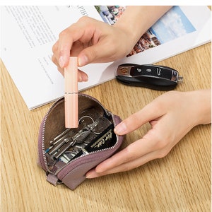 Porte-monnaie en cuir véritable Mini porte-monnaie pochette sac à main porte-clés de voiture cadeaux personnalisés pour son anniversaire cadeaux de noël pour les femmes dame image 6