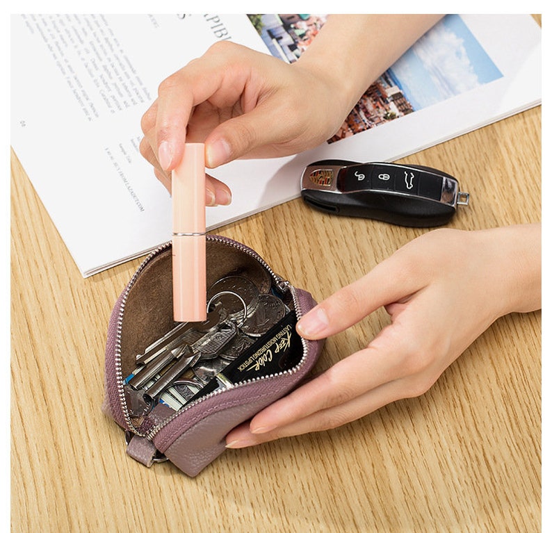 Porte-monnaie en cuir véritable Mini porte-monnaie pochette sac à main porte-clés de voiture cadeaux personnalisés pour son anniversaire cadeaux de noël pour les femmes dame image 6