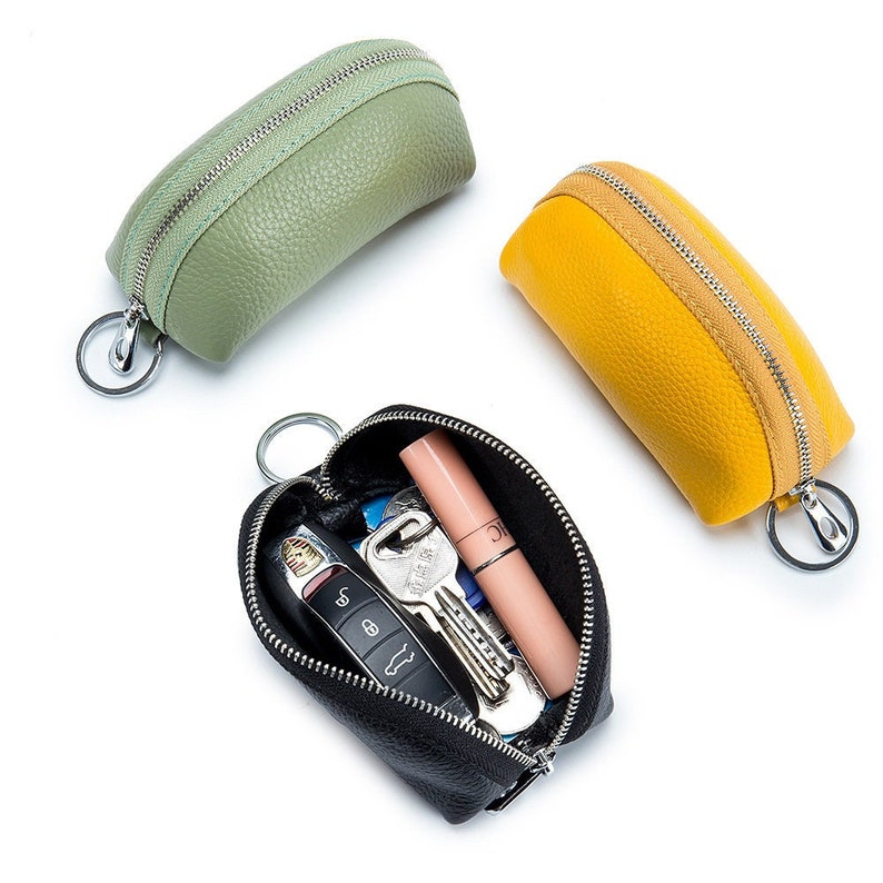 Porte-monnaie en cuir véritable Mini porte-monnaie pochette sac à main porte-clés de voiture cadeaux personnalisés pour son anniversaire cadeaux de noël pour les femmes dame Yellow