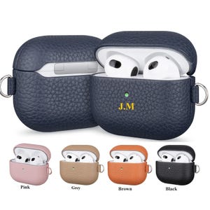 Housse de protection en cuir véritable pour Airpods Pro 2e 3e génération, fabriquée à la main, avec passant pour lanière, cadeau personnalisé pour elle ou lui
