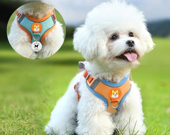 Personalized Small Dog Harness & Leash Set, Puppy Vest Harness NO PULL Soft Padded Harness Dog Collar 1.5M Dog Walking Leash Gifts For Dog