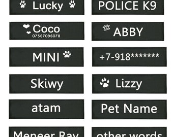 2Pcs Personalized Dog Name Tags Dog ID Tags Name Badges Labels Patches for K9 Dog Harnesses Velcro Backing Gifts for Dog Lovers