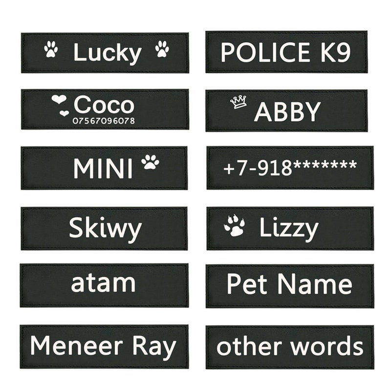 2Pcs Personalized Dog Name Tags Dog ID Tags Name Badges Labels Patches for K9 Dog Harnesses Velcro Backing Gifts for Dog Lovers image 1