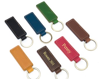 Leather Keychain Car Keyring Belt Key Holder Crazy Horse Leather Strap Key Chain Key Ring Key Fob Lanyard Gift For Father Mens Friends