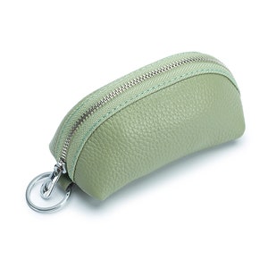 Porte-monnaie en cuir véritable Mini porte-monnaie pochette sac à main porte-clés de voiture cadeaux personnalisés pour son anniversaire cadeaux de noël pour les femmes dame Green