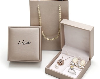 Boîte à bijoux personnalisée, boîte de rangement de bijoux, boîte cadeau, sac cadeau