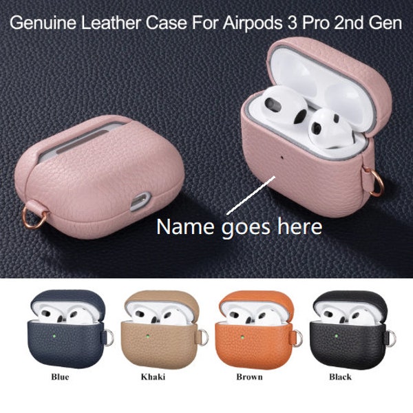Genuine Leather Case Cover For Airpods Pro 2nd 3rd Generation Handcrafted Protective Case With Lanyard Loop Personalized Gift For Her or Him