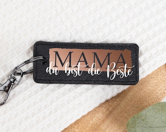 Handgefertigter Schlüsselanhänger "Mama/Papa" | Geschenkidee für Frauen und Männer | Individuell, Personalisiert | Kunstleder