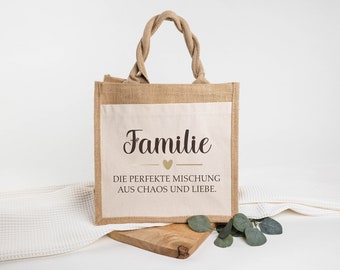 Jutetasche "Familie" | Tasche, Einkaufstasche, Markttasche | Dankeschön, Kleinigkeit, Geburtstag| Oma, Mama, Tante | Familie, Liebe