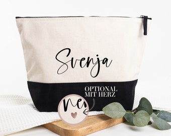 Personalized toiletry bag | Camping, travel, vacation | Gift, birthday | Toiletry bag, cosmetic bag | Cotton, two-tone