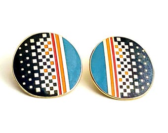 Laurel Burch Vintage RAJI Cloisonne Enamel Earrings