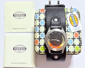 Rare NOS Big Tic Flames Watch by Fossil JR-8200